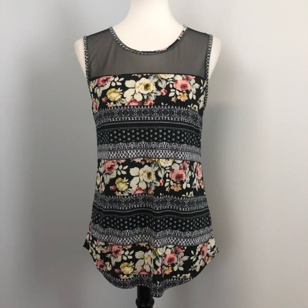 Blu Planet Floral  & Mesh Sleeveless Top XL